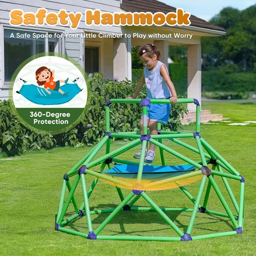 Vista 5 de Zupapa Monkey Bars Cúpula de Escalada con Hamaca - Gimnasio de la Jungla Resistente y Portátil con Hamaca para Niños, Conjunto de Juegos de Patio