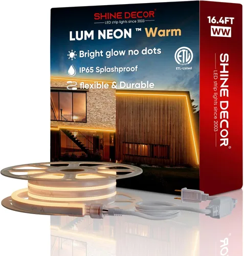 Vista 2 de Productos del paquete de clip de montaje con 2500K Warm 16.4ft LED Neon Rope Lights Kit