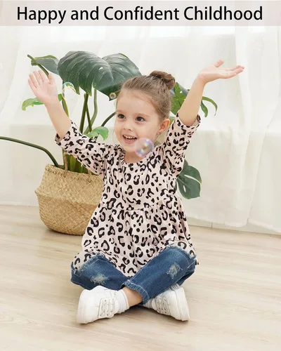 Vista 3 de NZRVAWS Ropa para bebé niña pequeña, conjunto de pantalones de mezclilla rasgados con volantes florales de leopardo para niña 0-4T