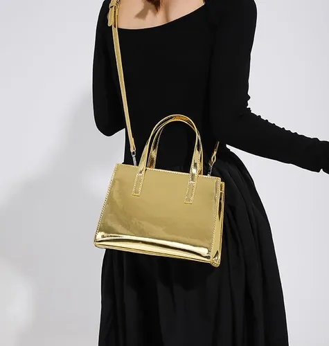 Vista 2 de Bolso de noche para mujer, bolso de mano de cuero, bolso de hombro pequeño, bolso de mano brillante, bolso de mano con asa superior 2023