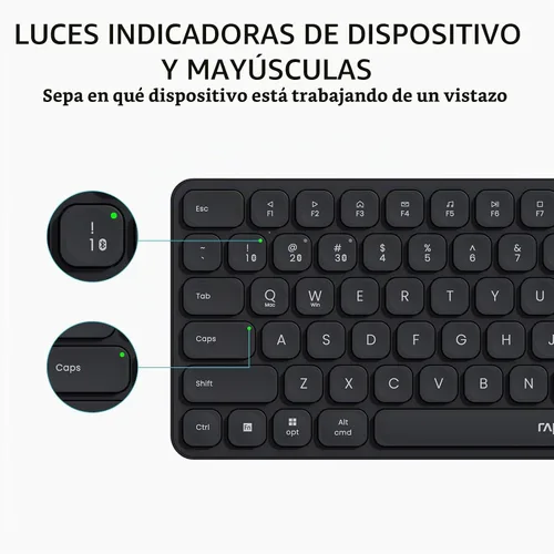 Vista 7 de Rapoo 9010M Combo de teclado y mouse multidispositivo, juego de teclado y mouse inalámbrico 2.4GHz/Bluetooth 5.0/4.0 para Windows/Mac/Linux/Chrome