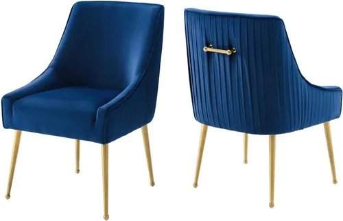 Vista 7 de Modway Discern - Juego de 2 sillas de comedor tapizadas de terciopelo de alto rendimiento, con respaldo plisado, color gris