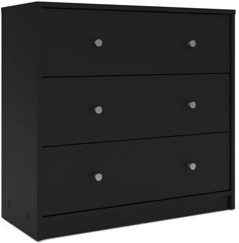 Vista 4 de Home Square Juego de muebles de dormitorio de diseño escandinavo de 4 piezas con baúl de 3 cajones, cómoda doble de 6 cajones y dos mesitas de noche