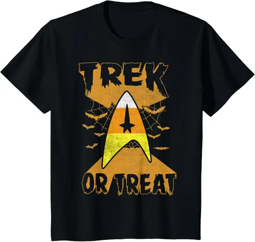Vista 8 de Star Trek Candy Corn Trek Or Treat - Camiseta de Halloween, Negro, S