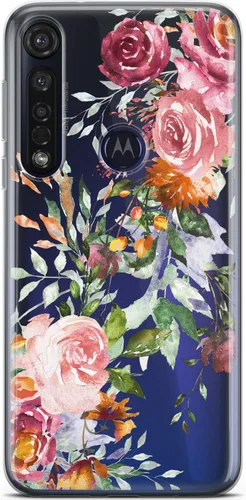 Vista 10 de Mertak Funda de teléfono compatible con Motorola Edge + Moto G9 G8 Plus G7 Play Power Z4 Otoño Ligero TPU Flexible Diseño Delgado Rosas Flores