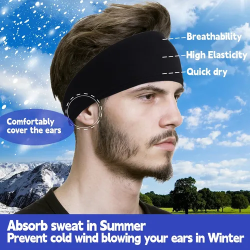 Vista 2 de Inscool 5 diademas deportivas para hombres y mujeres, para hombre, absorbe la humedad, banda para el sudor para béisbol, gimnasio, ciclismo