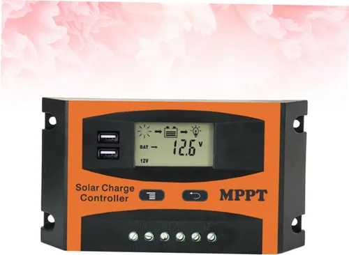 Vista 3 de Controlador de carga solar 12v Regulador Mppt 24v Cargador de batería solar Pantalla grande Salida USB dual