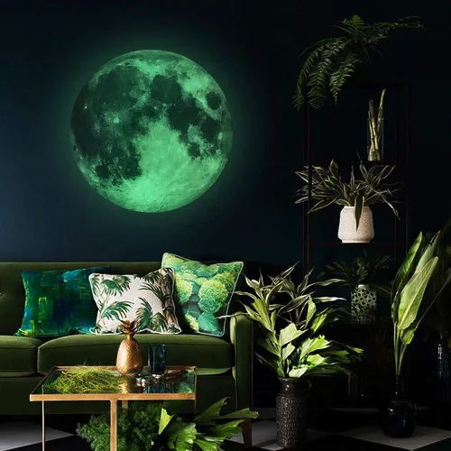 Vista 9 de Adhesivo luminoso para pared de habitación de niños, estrellas y luna que brillan en la oscuridad, adhesivo 3D, autoadhesivo, extraíble