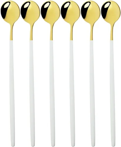 Vista 9 de Cubiertos de oro blanco pulido brillante, diseño ligero, 36 piezas de acero inoxidable, juego de cubiertos de servicio para 6, incluyendo tenedores