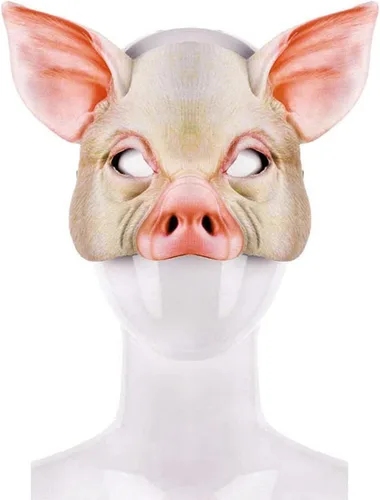 Vista 3 de Soochat Máscara de cerdo de Halloween, máscara de cabeza de cerdo, máscaras de cerdo de media cara para Halloween, festival, fiesta de máscaras