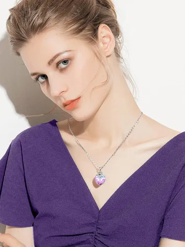 Vista 7 de PLATO H 3 Heart Crystal Necklace for Women Gifts for her Pendant Crystal Jewelry Necklace for Girl Wedding Gifts for Anniversary Day Mother's Day