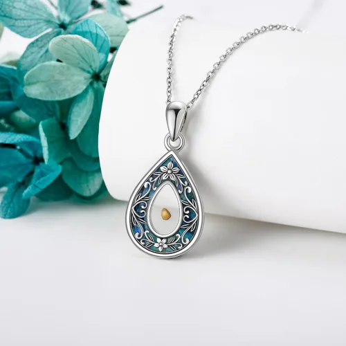 Vista 2 de URONE Collar con colgante de semilla de mostaza, de plata de ley, con dije de fe y semilla de mostaza, joyería cristiana