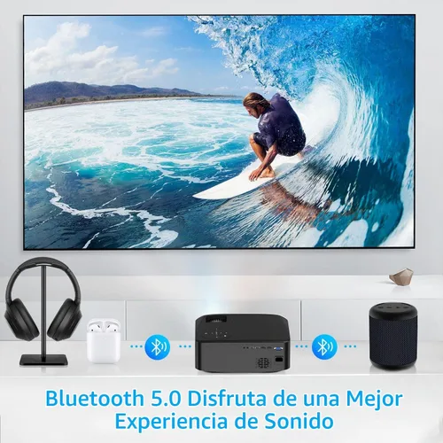 Vista 6 de Proyector Bluetooth WiFi Native 1080P 5G, AILESSOM 20000LM 450 pulgadas, compatible con proyector de película 4K, alto brillo para cine en casa