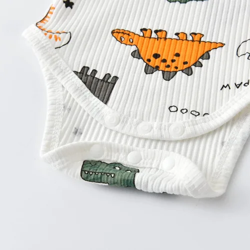 Vista 16 de Conjunto de 3 piezas de ropa de bebé recién nacido con estampado de manga larga + pantalones + sombrero