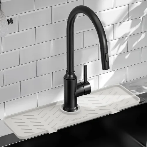 Vista 12 de Alfombrilla de Silicona para Grifo de Fregadero de Cocina – Gen 3 Protector contra Salpicaduras con Pendiente de 10° con Orificio Recortable