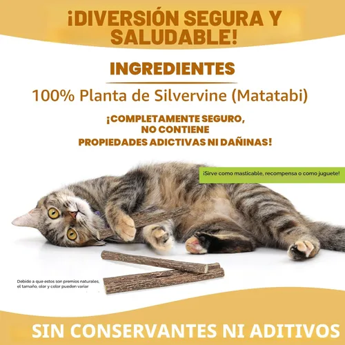 Vista 7 de WoLover 12 palitos de vid plateada para gatos, juguetes naturales