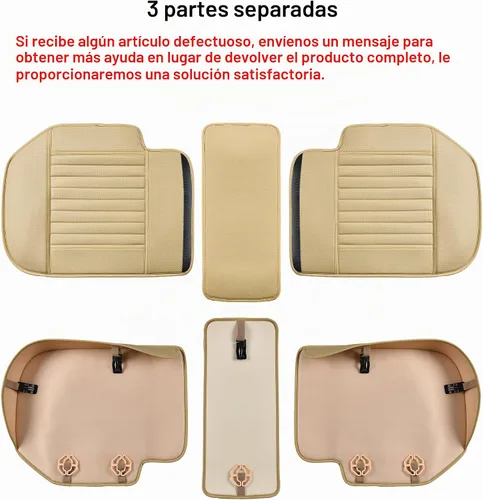 Vista 3 de Cubiertas para asiento trasero Sunny color, cojines para asiento trasero, protector de banco automático con piel de PU transpirable y fondo Beige