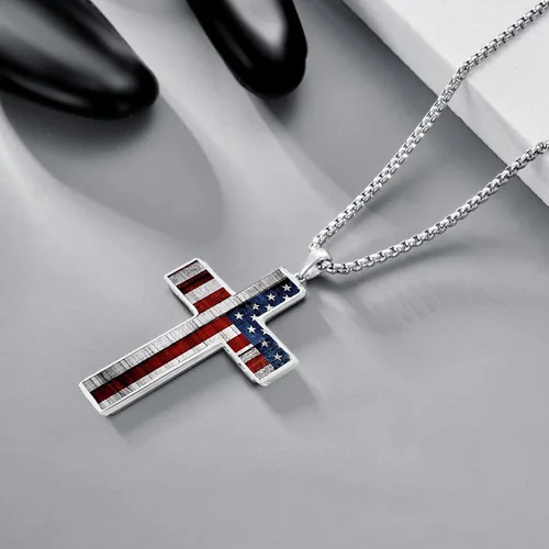 Vista 5 de JUHIOPOI Cross Pendant Necklace For Mens Women Jewelry Religious Pendant Chain Necklace