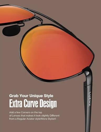 Vista 3 de LUENX Lentes de sol de aviador para hombres y mujeres, polarizados, marco de metal grande, protección UV 400