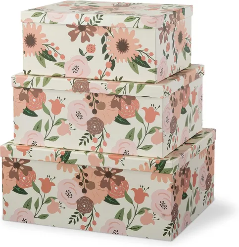 Vista 17 de Soul & Lane Cajas de almacenamiento de fotos de mariposas en vuelo (juego de 3): cajas anidables con tapas, contenedores de cartón decorativos