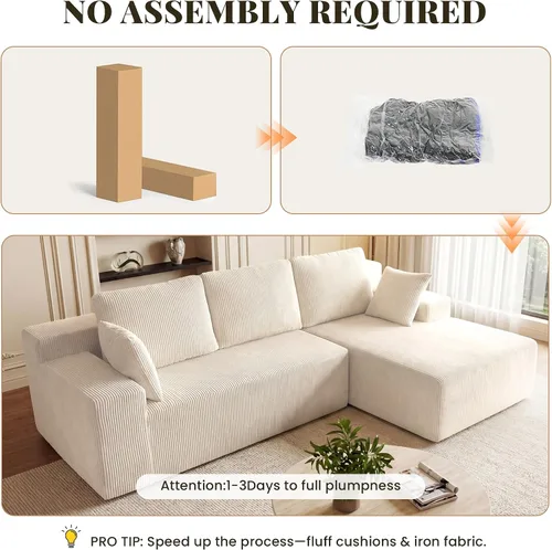 Vista 7 de Cloud - Sofá modular sin hueso para sala de estar, sofá modular en forma de L con asiento profundo de gran tamaño orientado a la derecha, sofá de 3