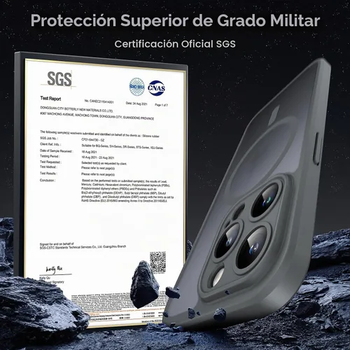 Vista 5 de TOCOL Funda magnética 3 en 1 para iPhone 15 Pro, mejorada [protección completa de cámara] con 2 protectores de pantalla, compatible con MagSafe Gris