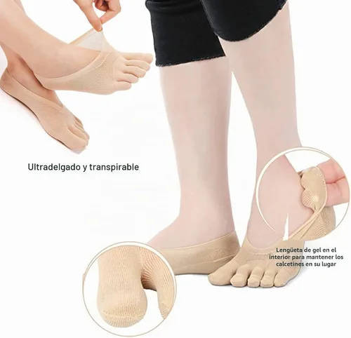 Vista 2 de Calcetines ortopédicos de compresión para los dedos, calcetines de dedo para mujer, calcetines de cinco dedos completos de corte bajo 5 pairs