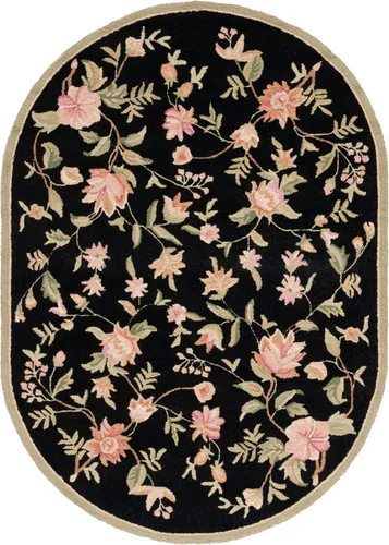 Vista 32 de SAFAVIEH Chelsea Collection - Alfombra decorativa de 1 pies 8 pulgadas x 2 pies 6 pulgadas, color negro, lana de campo francesa enganchada a mano