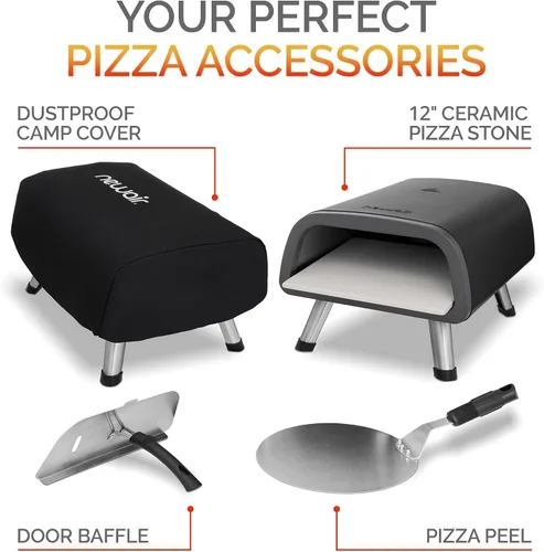 Vista 4 de Newair Horno eléctrico portátil de pizza de 12 pulgadas Máquina de pizza de encimera de 900 °F para uso en interiores y exteriores Elementos