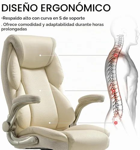 Vista 6 de EUREKA ERGONOMIC Galene - Silla de oficina ejecutiva, color beige Blanco sucio