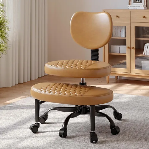 Vista 9 de Silla de oficina con patas cruzadas, sillas giratorias de 360° para adultos, silla de oficina ergonómica de patas cruzadas ajustable en altura