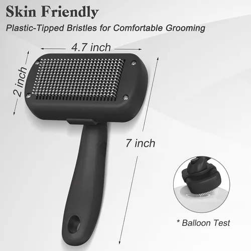 Vista 4 de Swihauk Cepillo Deslizante de Autolimpieza para Perros y Gatos - Cepillo de Desenredado y Aseo Amigable con la Piel para Mascotas con Pelo, Negro