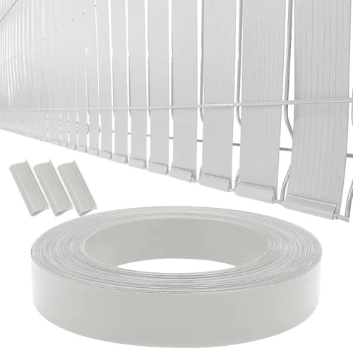 Vista 14 de Cinta de privacidad con bloqueo de visión blanca con soporte y cierre dorado para valla de eslabones de cadena 246.1 ft/250 pies rollo resistente a