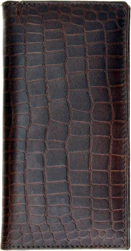Vista 2 de MARSHAL Funda de cuero genuino para chequera #156-cr, Marrón, Cartera con tarjetero