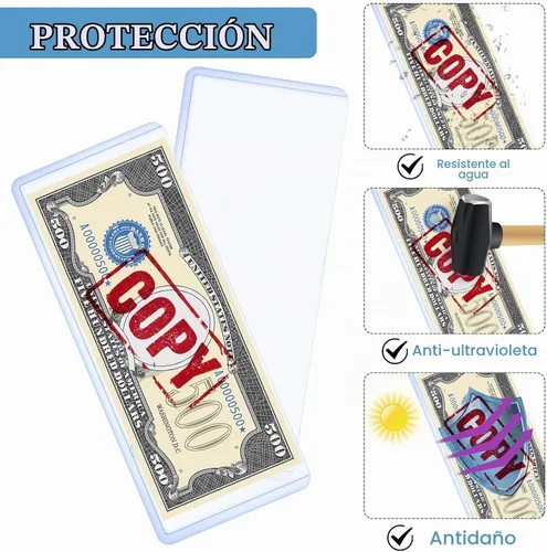 Vista 2 de Fundas transparentes de PVC para billetes de moneda – Funda protectora de billetes regular, 6.9 x 2.95 pulgadas (paquete de 100)