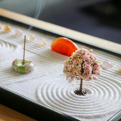 Vista 7 de Accesorios de herramientas de rastrillo de jardín Zen, juego de herramientas de rastrillo de bambú zen de arena japonesa, regalos de relajación