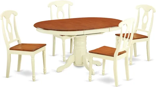 Vista 11 de East West Furniture KENL5-BLK-LC - Juego de mesa y sillas de cocina de 5 piezas, incluye una mesa de comedor ovalada con hoja de mariposa y 4 sillas