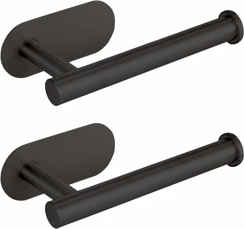 Vista 23 de Soporte para papel higiénico autoadhesivo, sin taladrar para baño, baño, baño, soporte de pared, acero inoxidable (negro)