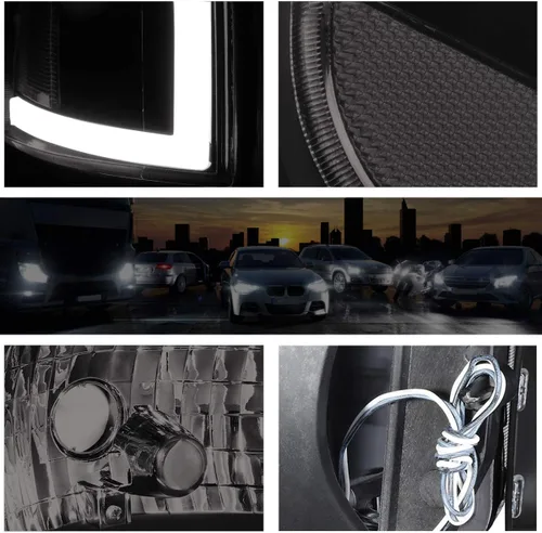Vista 3 de PM PERFORMOTOR Faros delanteros LED DRL negros con par de luces LED de circulación diurna de repuesto compatibles con Ram 1500/94-02 Ram 2500 3500