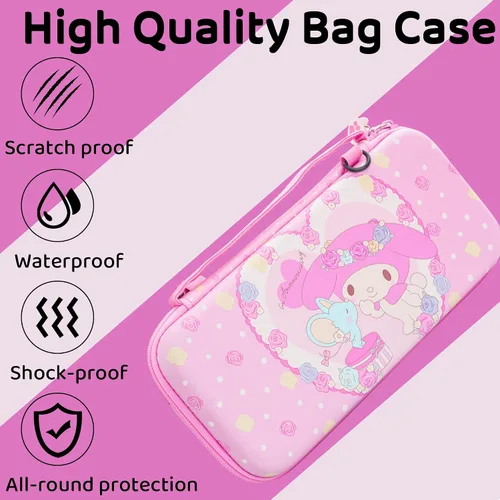 Vista 5 de FUNDIARY Pink Carrying Case for Nintendo Switch and Switch OLED, Cute Carry Case for Switch and Switch OLED Console, Shockproof Hard Travel Case