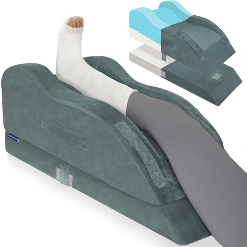 Vista 11 de KingPavonini Almohadas ajustables de elevación de piernas para después de la cirugía, curva ergonómica mantiene la rodilla recta, almohada de espuma