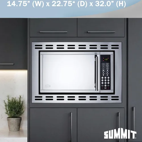 Vista 4 de Summit 24" Microondas para colocar sobre la cocina, de 0.9 pies cúbicos. Microondas incorporado, de acero inoxidable - OTR24