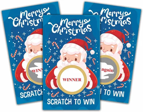 Vista 9 de Tarjetas de juego para rascar de Navidad – Juegos de rascar para fiestas de Navidad para adultos – Boletos de rifas de Navidad – Actividades
