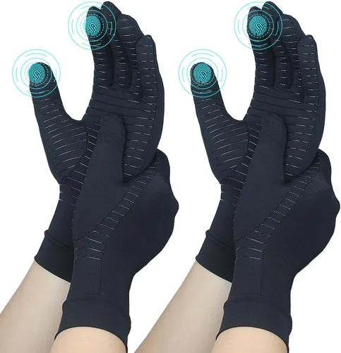 Vista 9 de 2 pares de guantes de artritis para mujeres para el dolor, guantes de compresión para mujeres y hombres para túnel carpiano, guantes de cobre