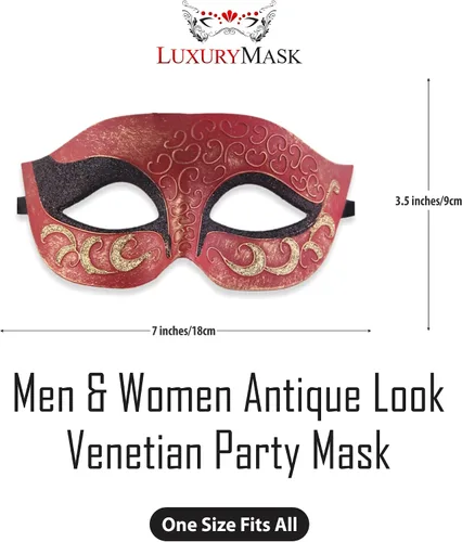 Vista 2 de Máscara de mascarada para hombres y mujeres, máscara de aspecto antiguo para fiesta veneciana, fiesta de máscaras, Halloween y baile de máscaras