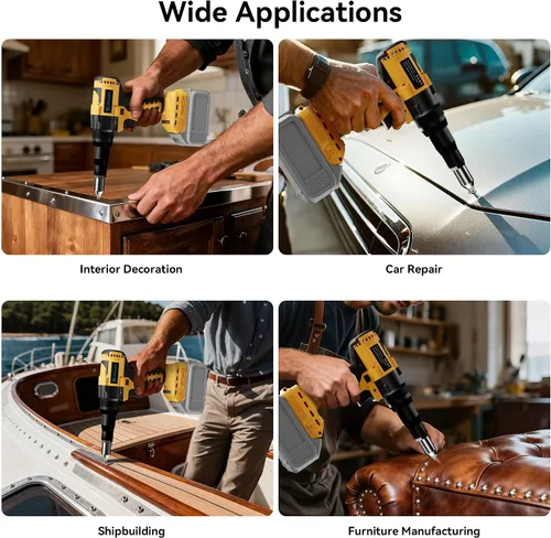 Vista 6 de Kit de herramienta de remache sin cable compatible con batería Dewalt 20V (solo herramienta), pistola de remache sin cable sin escobillas con 3