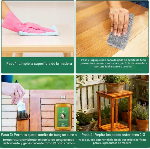 Vista 7 de Pure Tung Oil 11.8oz - Acabado natural para pequeñas manualidades de madera