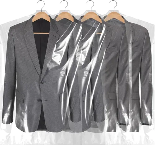 Vista 11 de BEISHIDA 25 bolsas de plástico de 35.5 pulgadas, bolsas de plástico transparente para limpieza en seco, bolsas de lavandería para ropa para colgar