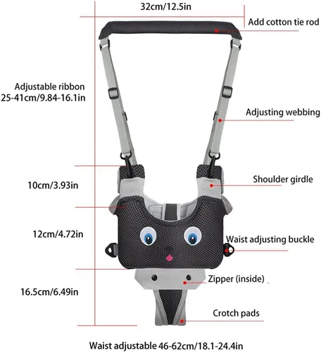 Vista 2 de Arnés para caminar para bebé, arnés de mano para niños pequeños, ayudante ajustable para caminar, cinturón para aprender a caminar