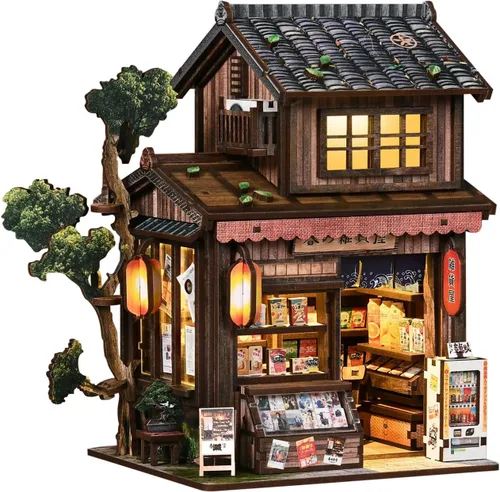 Vista 17 de Kit de rincón de libros para bricolaje con luz LED, casa de muñecas en miniatura, rompecabezas de madera 3D, decoración de estantería, regalo